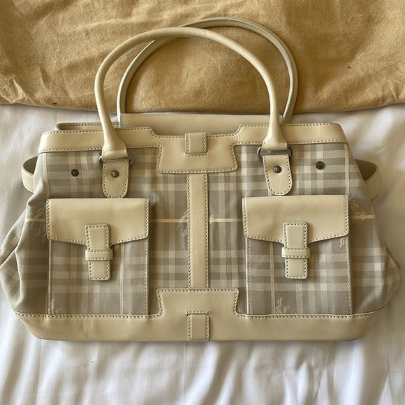 BURBERRY Vintage White Haymarket Check Tote Bag - Picture 3 of 16